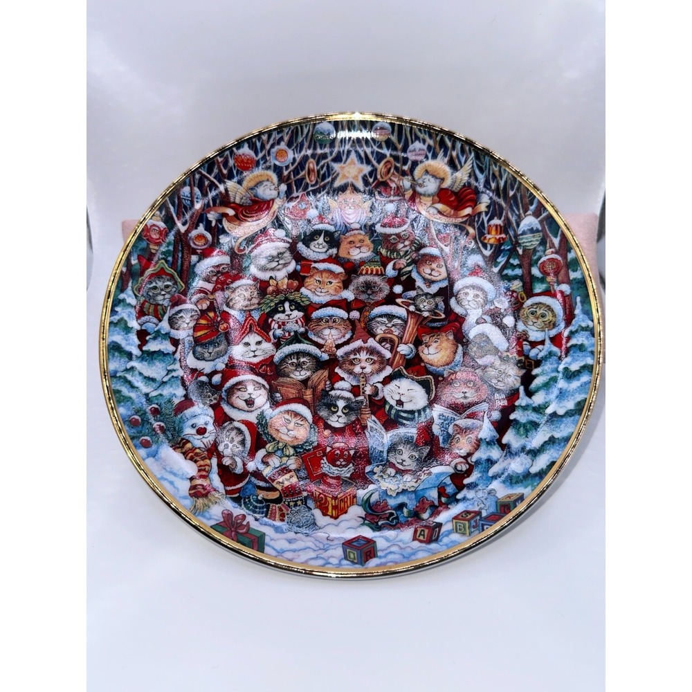 Franklin Mint Bill Bell Christmas‎ Cat Plate Santa Claws Limited Edition  #G7401